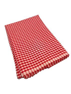 Gingham Seersucker Cotton Fabric Sewing Material Red & White 1 2/3 Yards